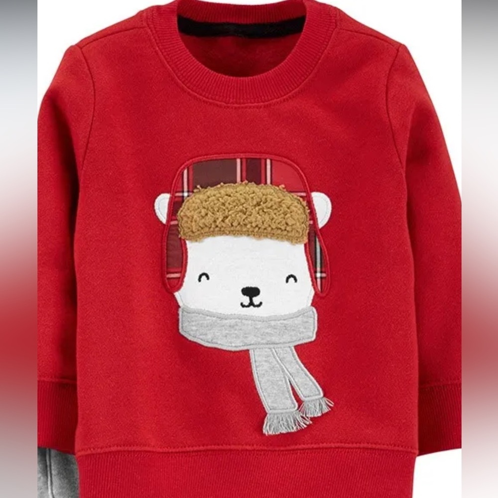 5 for $20 ✨ Carters baby boys Polar bear christmas holiday sweater red 12 months